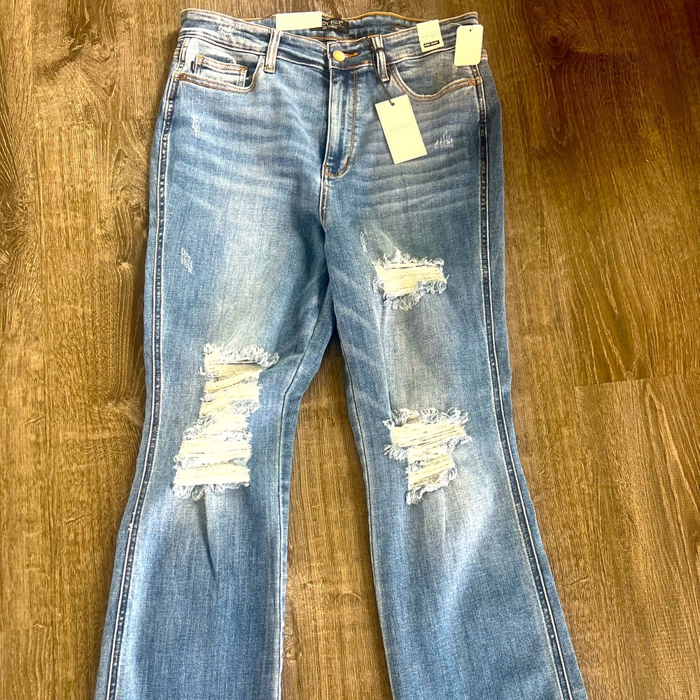 Distressed Blue Jeans